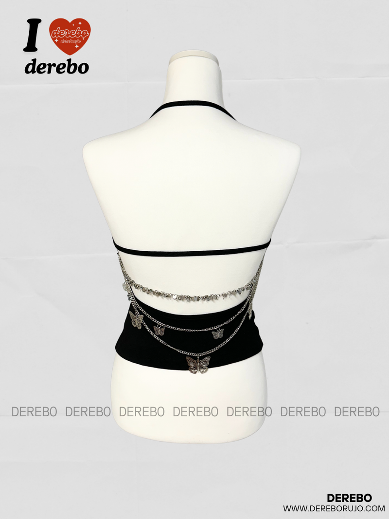 Back strap chain pad sleeveless t-shirt