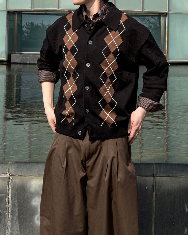 Thebel Argyle Knit Cardigan
