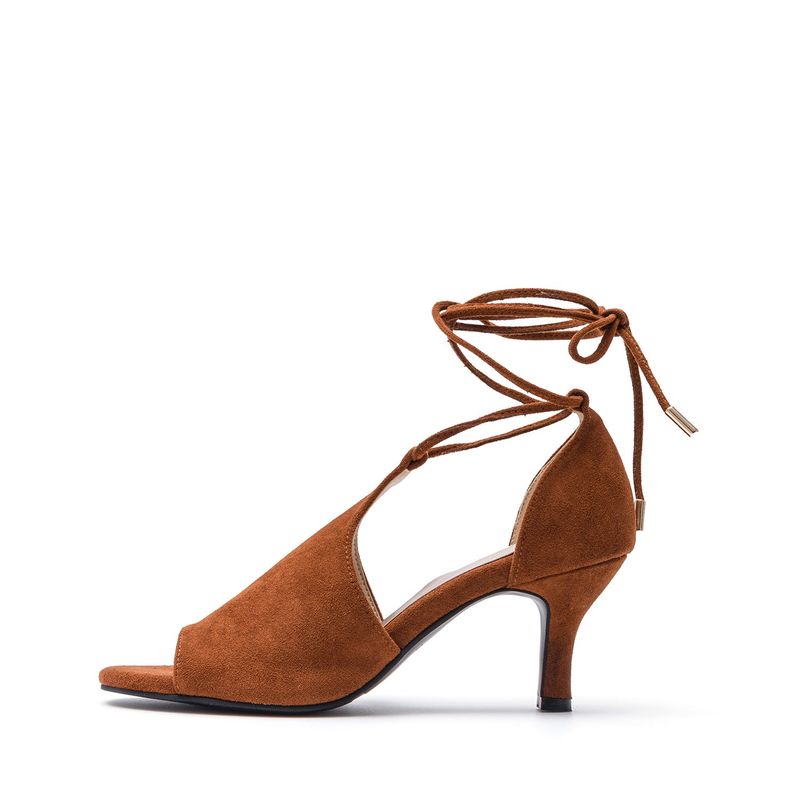 SSIMEEZ（シミズ）の「Lace-up Middle Sandal Heel(Brown)（Shoes）」