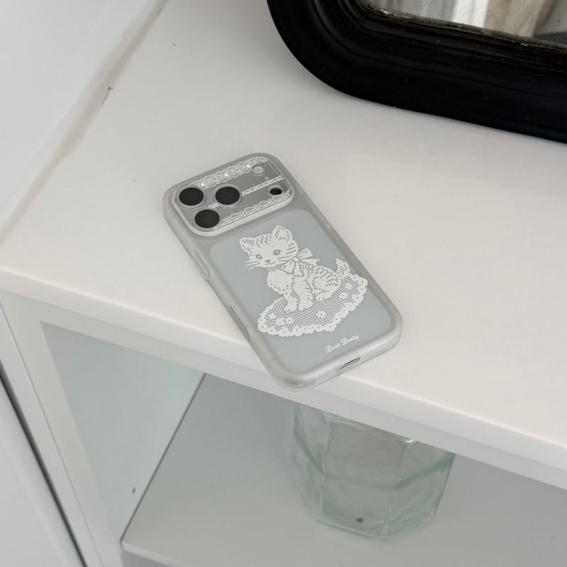 (반투명) cat lace phone case