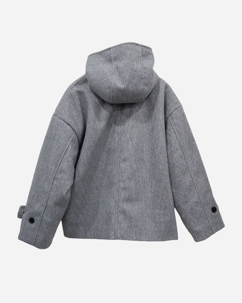 Carbon Wool Hooded Half Coat