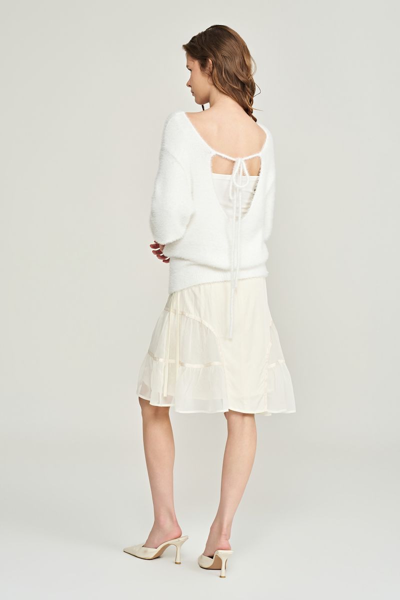Souffle deep v-neck cardigan, Ivory