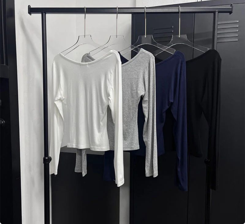 Soft basic u neck long sleeves(4color)