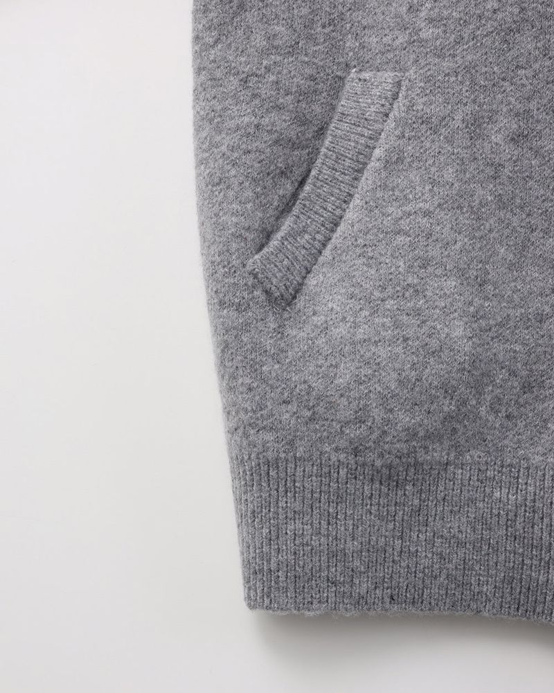 Merry wool knit hood zip-up