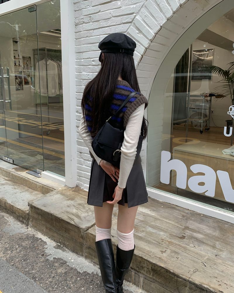 Tie pleated skirt