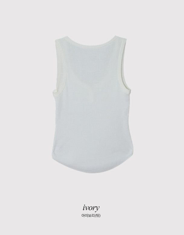 #Button Point Rib Sleeveless (3color)