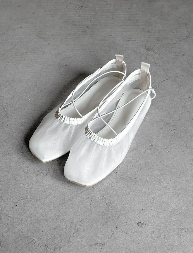 1204 Mesh See-through Summer Flat Shoes (1cm)