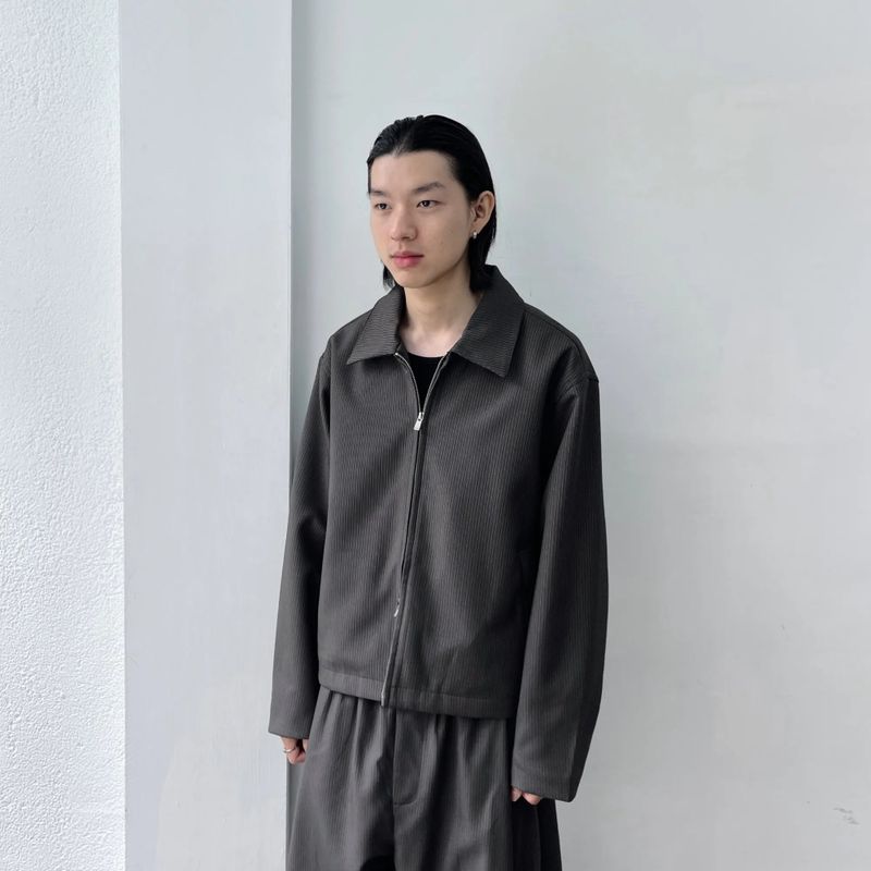 ピンストライプ ジップ ジャケット