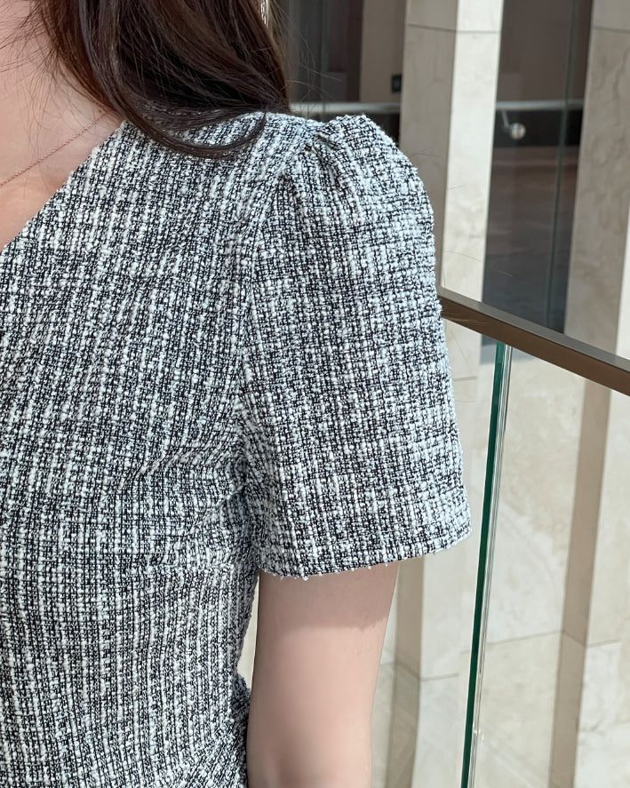 Hene V-neck Bokashi Peplum Jacket Blouse