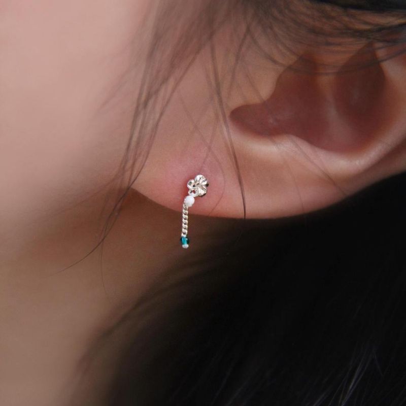 [CCNMADE] Plumeria Silverchain Earring (9color)