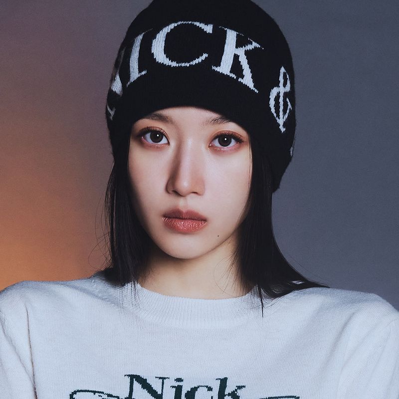 CASHMERE LETTERING JAQUARD BEANIE_BEIGE