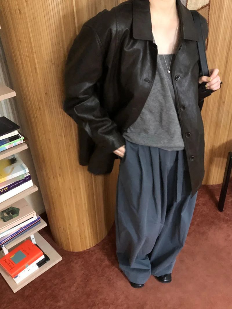 Curved Leather Jacket
