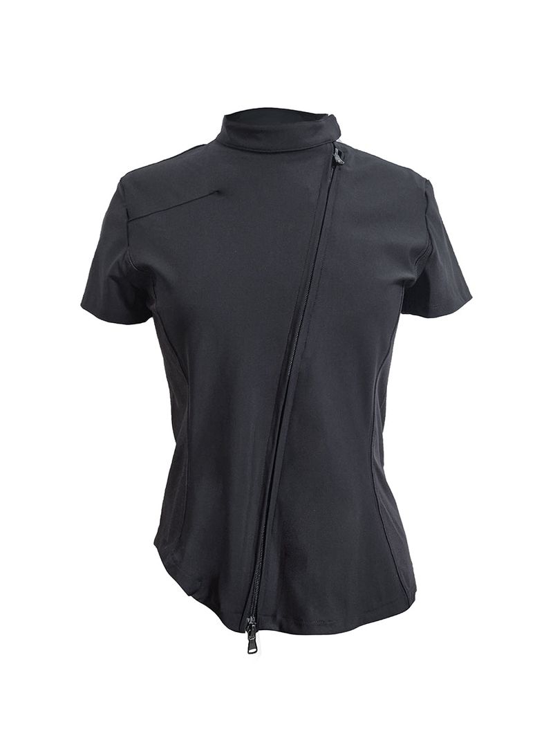 JUNGDO（ジョンド）の「 CURVED ZIP-UP SHIRT . COOL BLACK（Tops）」