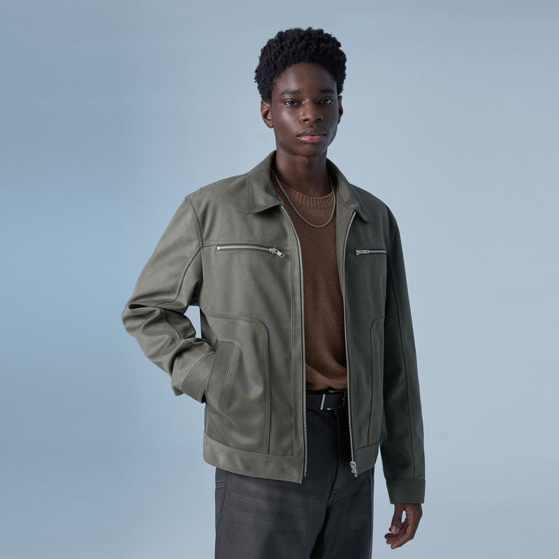 SPERONE(スペロネ)の「Solid Suede Zipper Jacket (Khaki)(Jackets/Outerwear)」