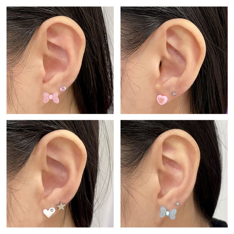[SET] Ribbon Heart Cubic Piercing