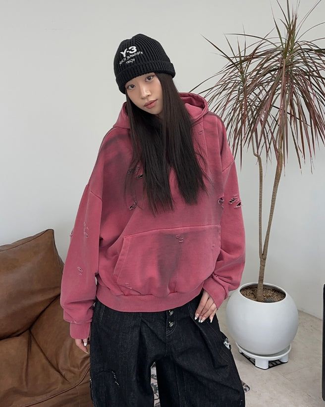 SATIIIZ（サティーズ）の「Ferris Crop Damage Hoodie（Tops）」