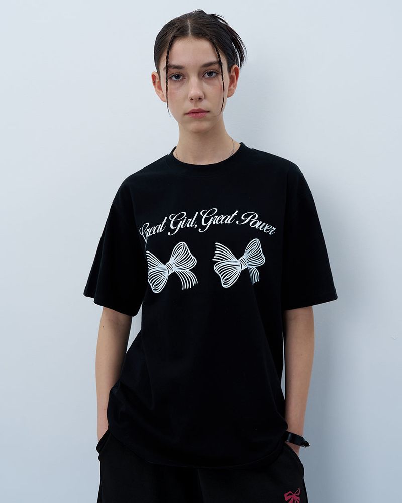 TWIN RIBBON TSHIRT-BLACK