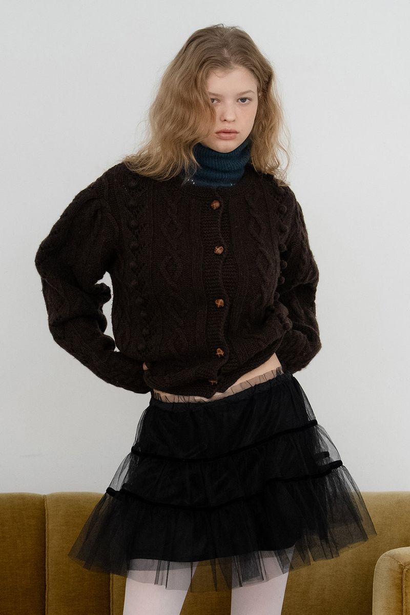 WITHOUTSUMMER(ウィズアウトサマー)の「Grandma pom cardigan_brown(Tops)」