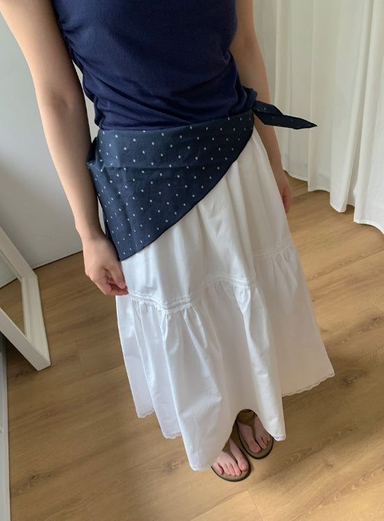 Mirato Lace Shirring Banding Long Skirt