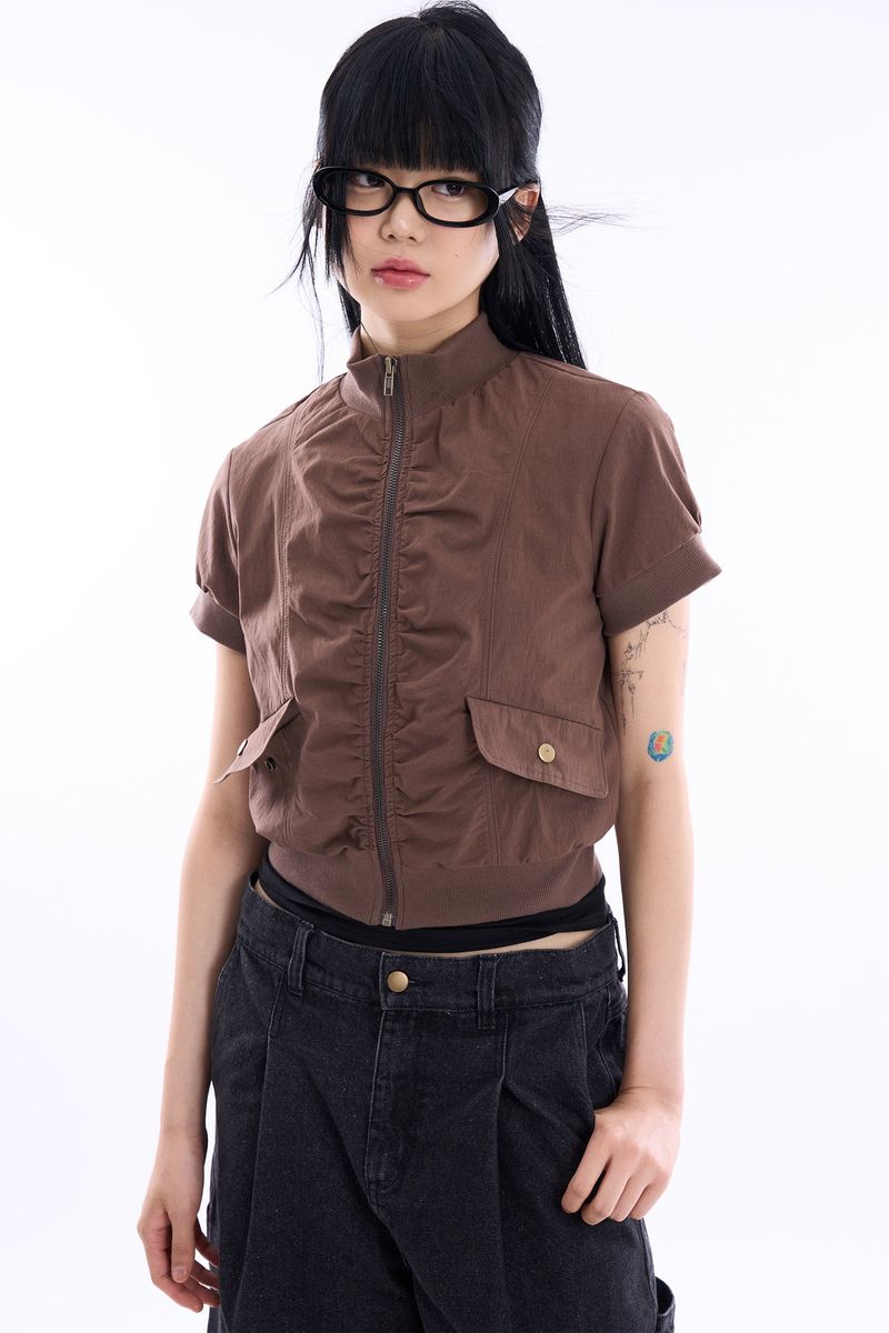 Raucohouse(ラウコハウス)の「Palma shirring half zip-up(Tops)」