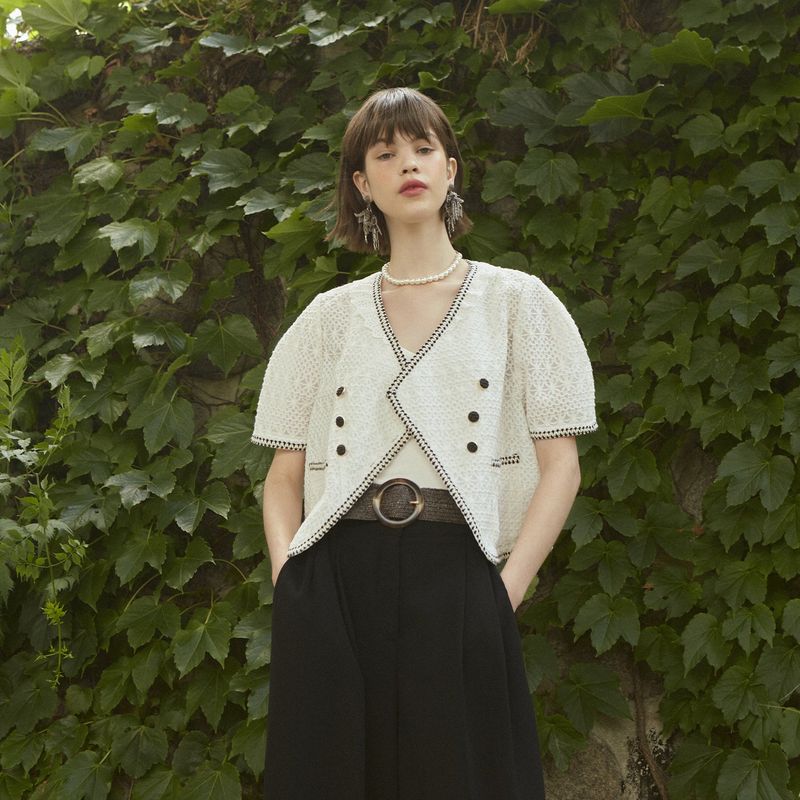 [LINE] Tweed Side Button Jacket (Ivory)