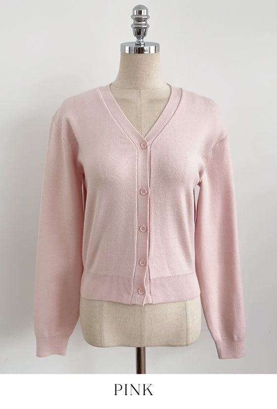 Lensi V-neck basic knit cardigan