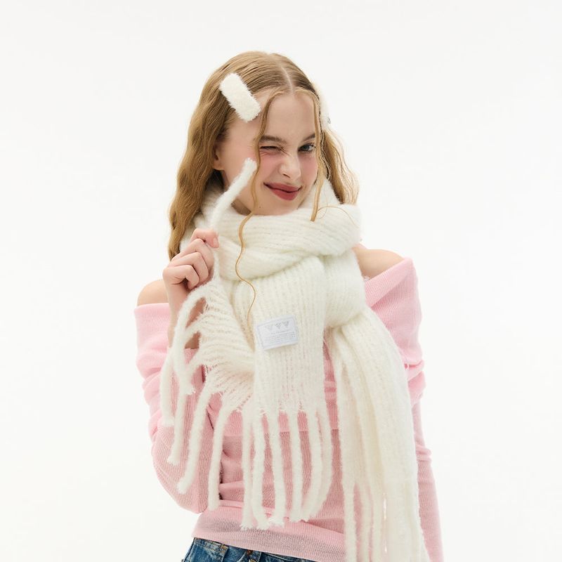 Basic Knit Big muffler_ Ivory