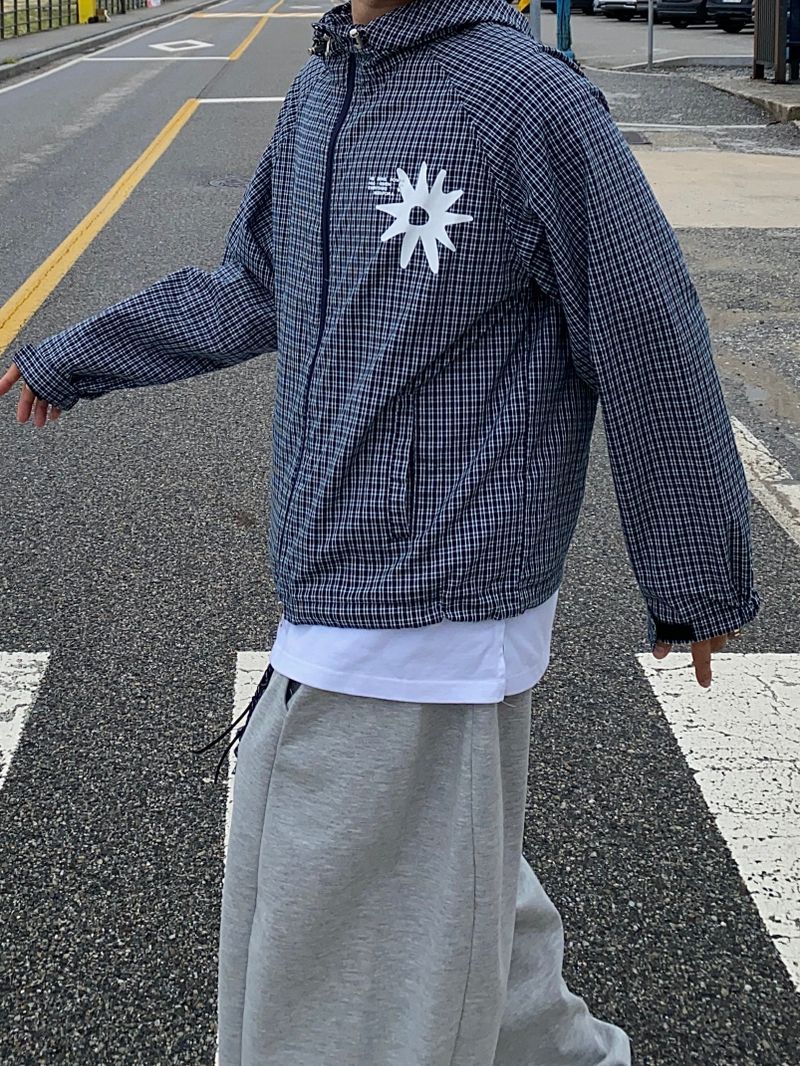 ヘイニチェックフーデッドウィンドブレーカー 2C