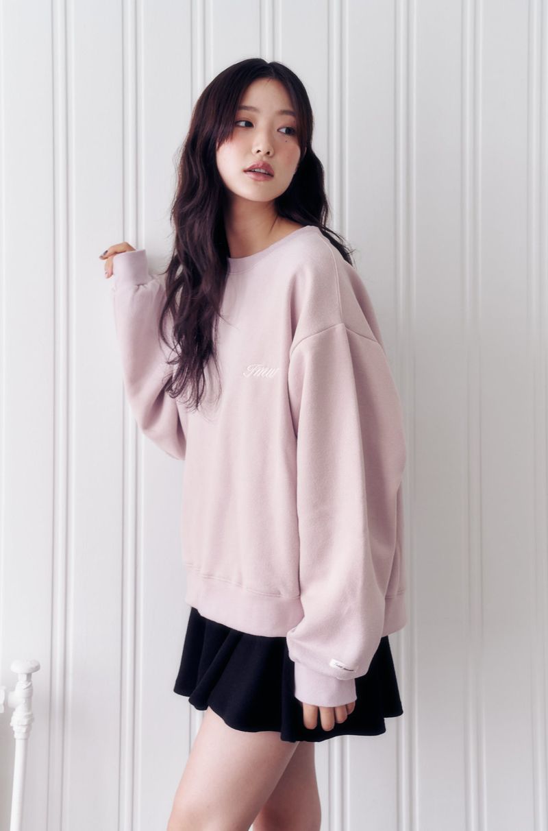 Lettering Round Neck Sweatshirt (PINK)