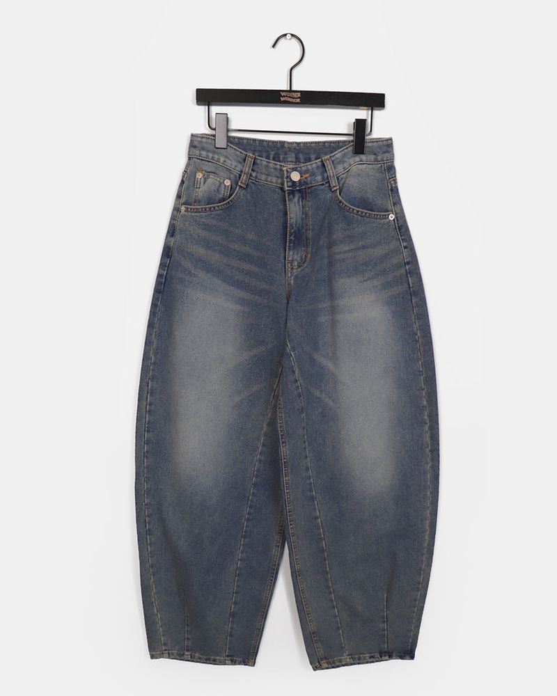 Kaol washed wide balloon denim pants