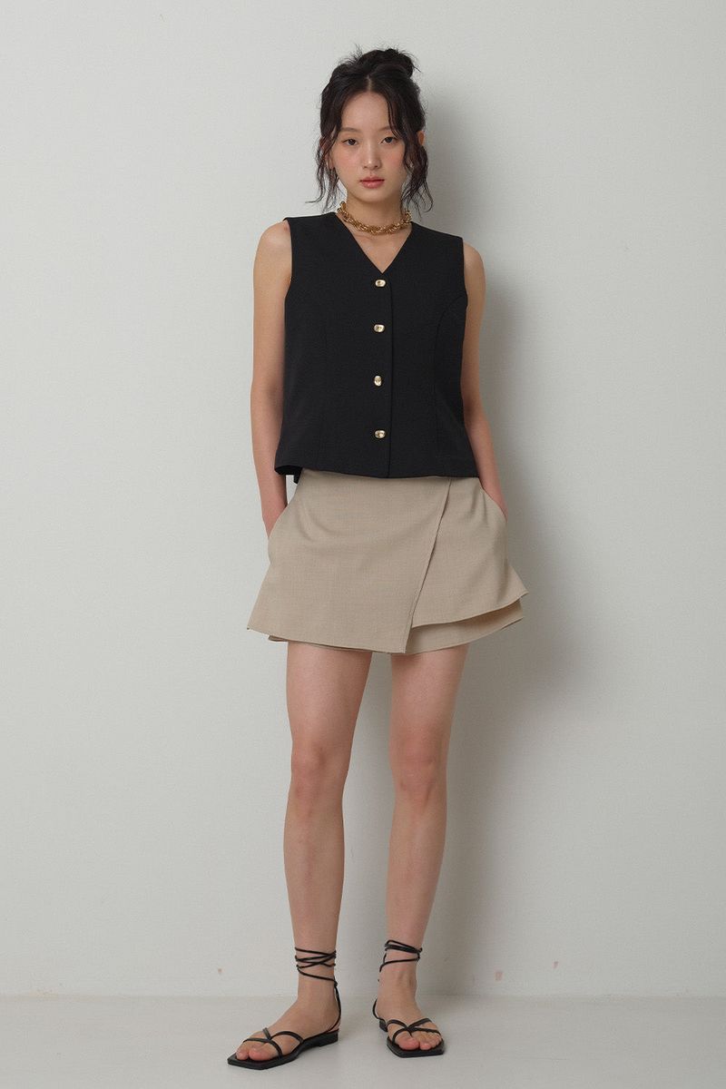 Wrap Skirt Short Pants_Beige