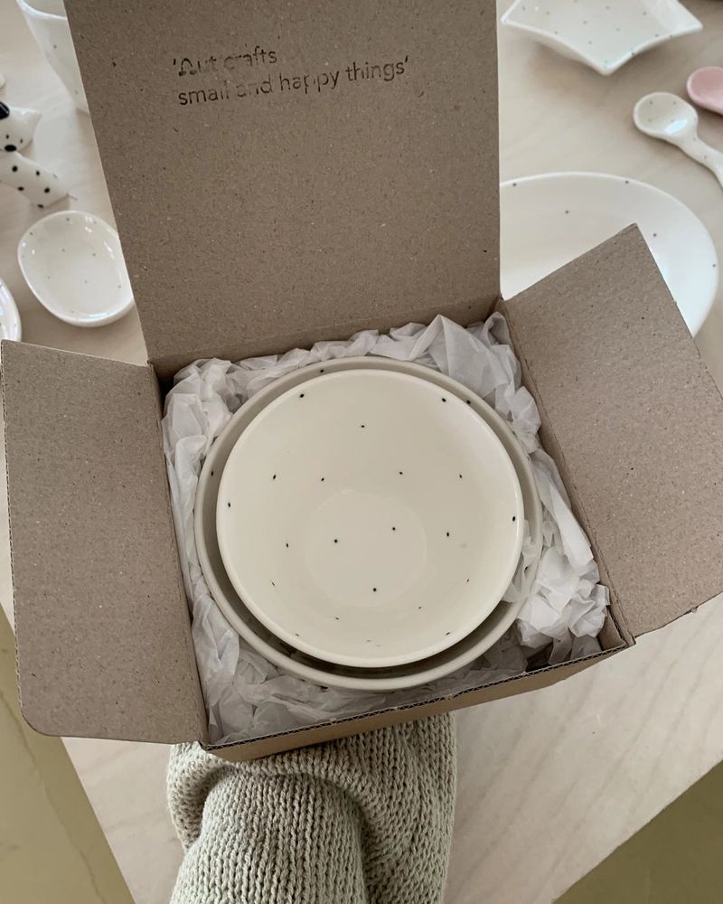[set] nut mini dot rice bowl + soup bowl