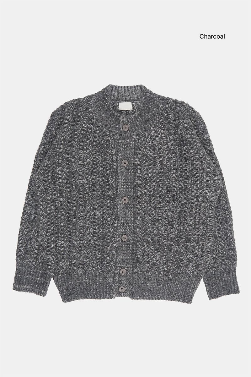 Maya round-neck wool brush cardigan