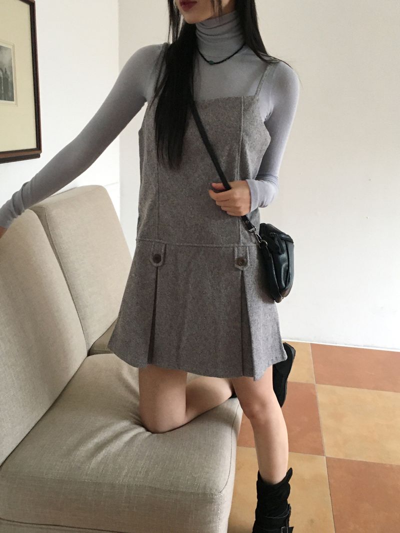 WONDER WONDER（ワンダーワンダー）の「Ant herringbone wool pleated mini dress（Dresses）」