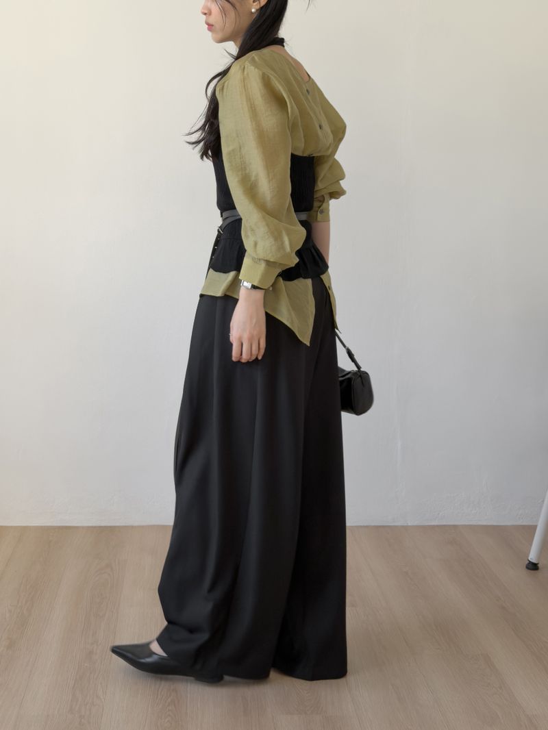 Tencel Two-Way Round Neck Blouse