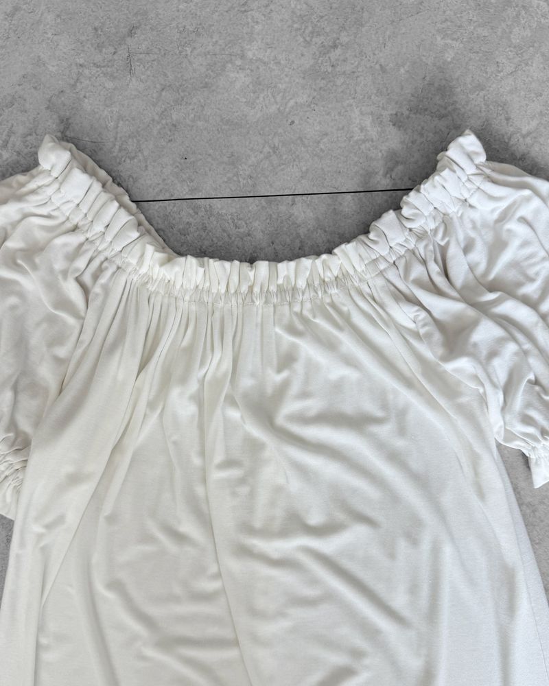 NAVI SHIRRING OFF-SHOULDER DRESS