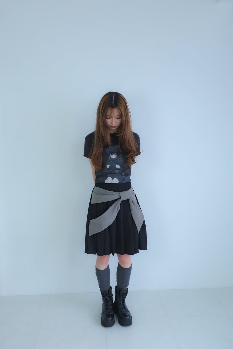 big ribbon skirt(black×grey)