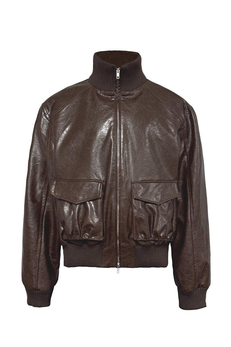 JCAESAR(ジュリウス・シーザー)の「Cropped Waxed Leather Jacket(Jackets/Outerwear)」