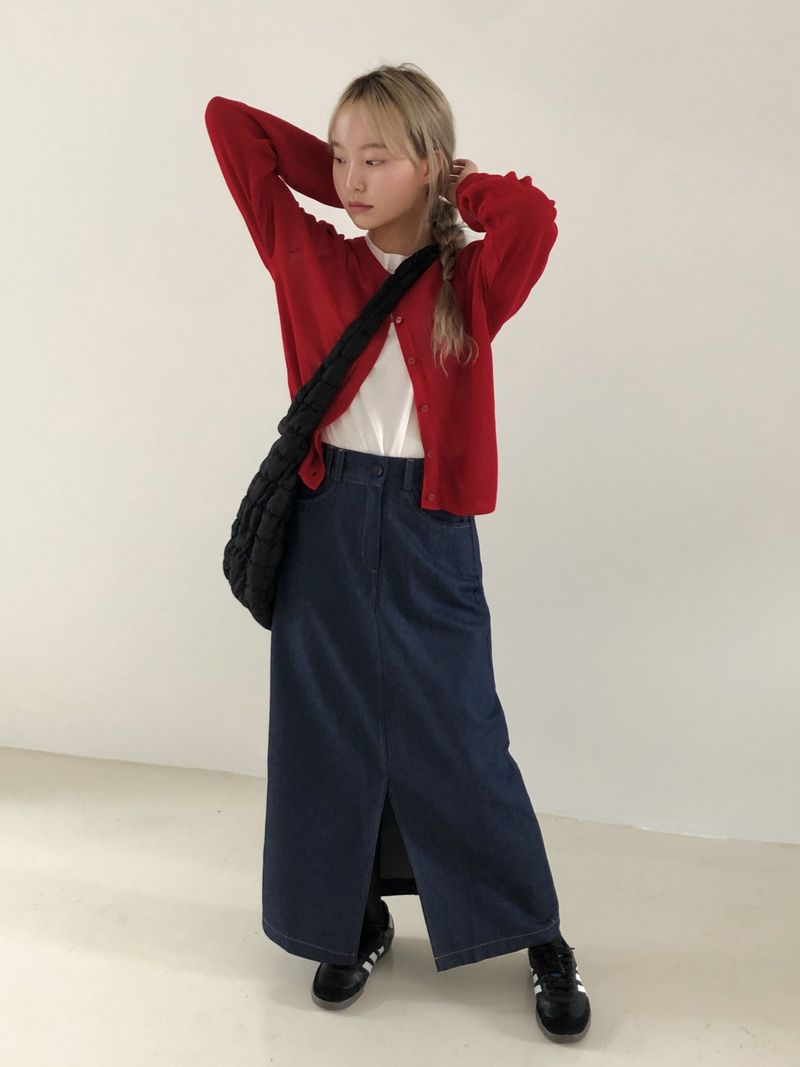 Picnic denim long skirt 