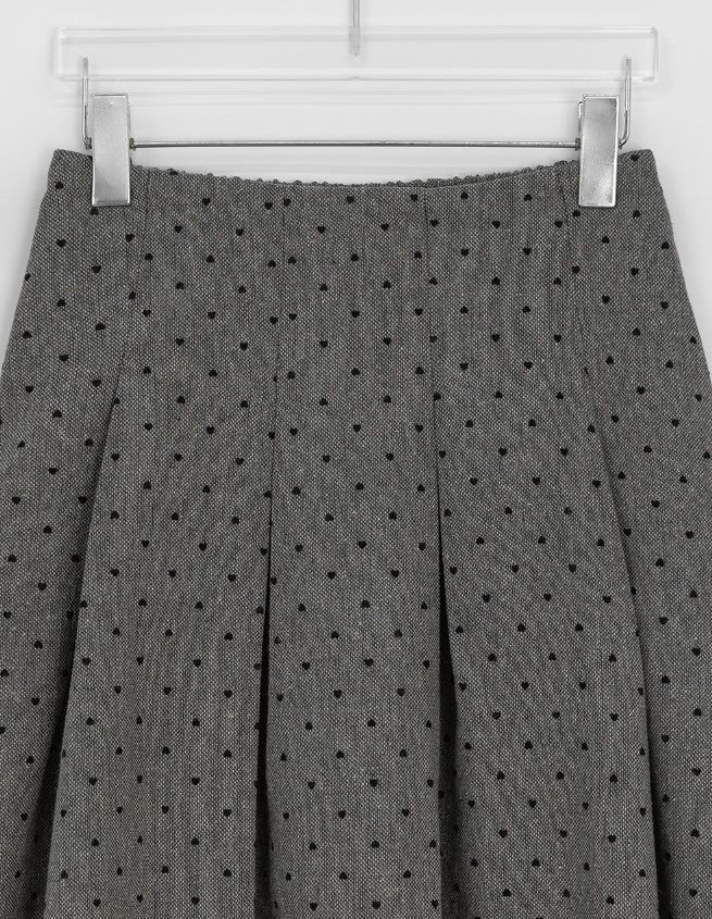 Fiden Wool Pleats Banding Dot Long Skirt