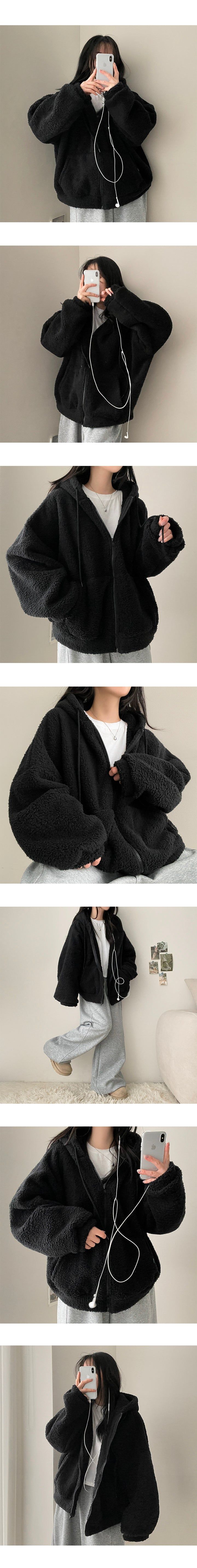 Mimoo soft wool hooded zip-up