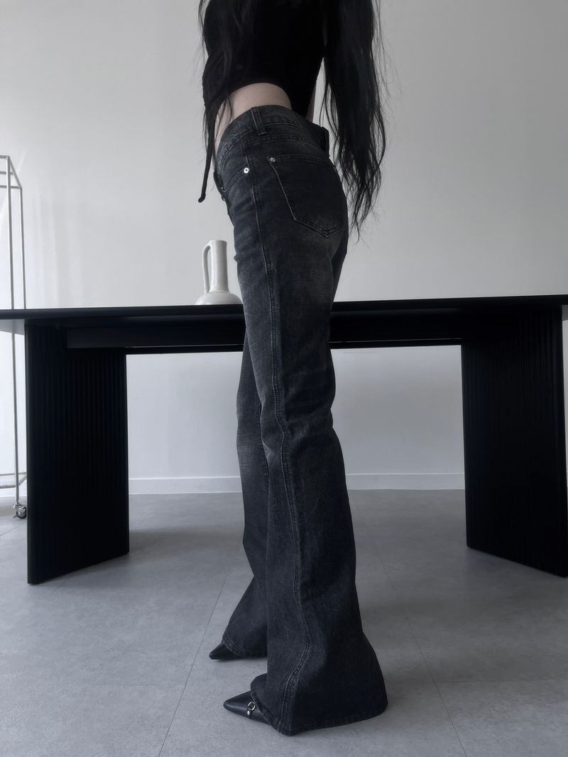 washed slub bootcut denim (2color)