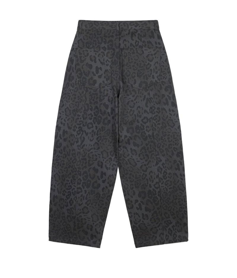 Curved Leopard Pants - Charcoal