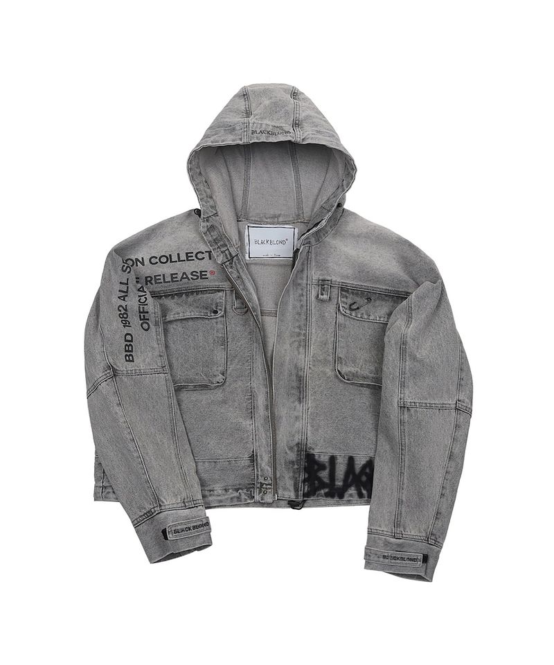 BLACKBLOND(ブラックブロンド)の「BBD Vintage Clash Hood Denim Zip-up Jacket (Vintage Gray)(Jackets/Outerwear)」