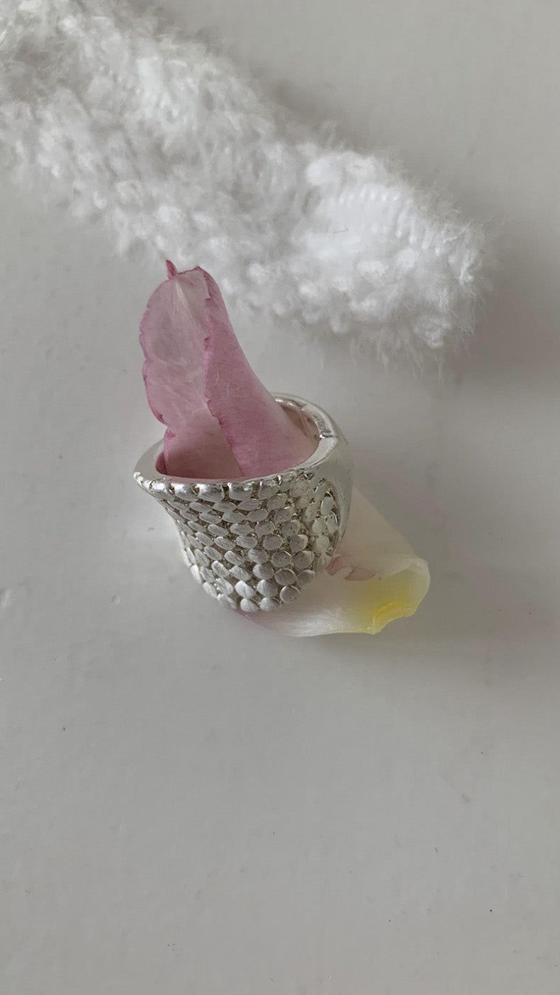 Silver mirror ball ring