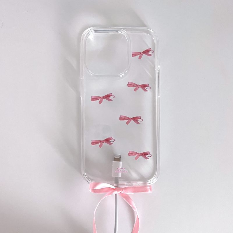 Tiny pink ribbon jelly hard case (clear)