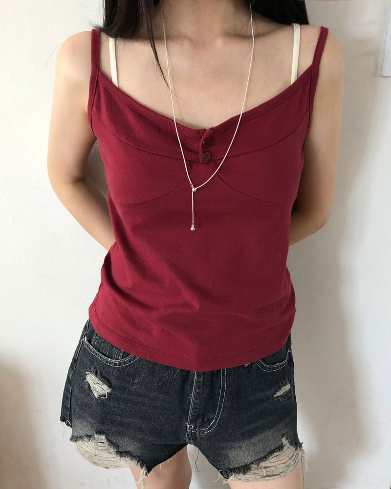 WONDER WONDER(ワンダーワンダー)の「Seopyu Button Strap Sleeveless Top(Tops)」