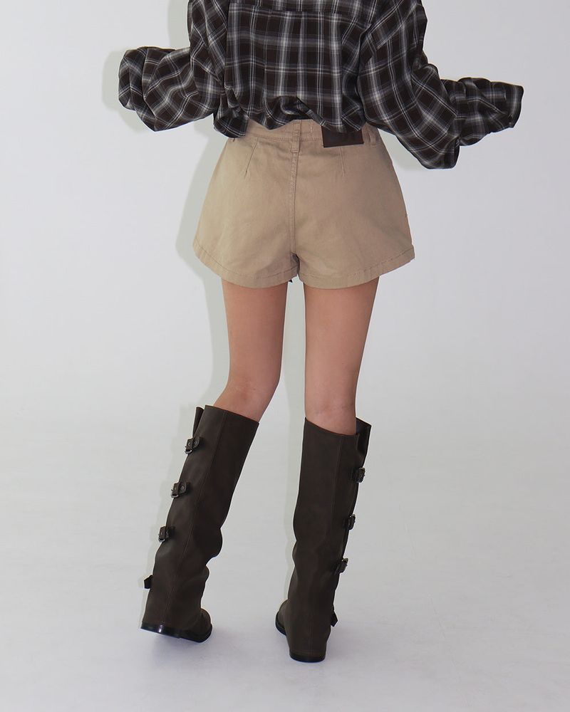 Low-rise pleats skirt pants