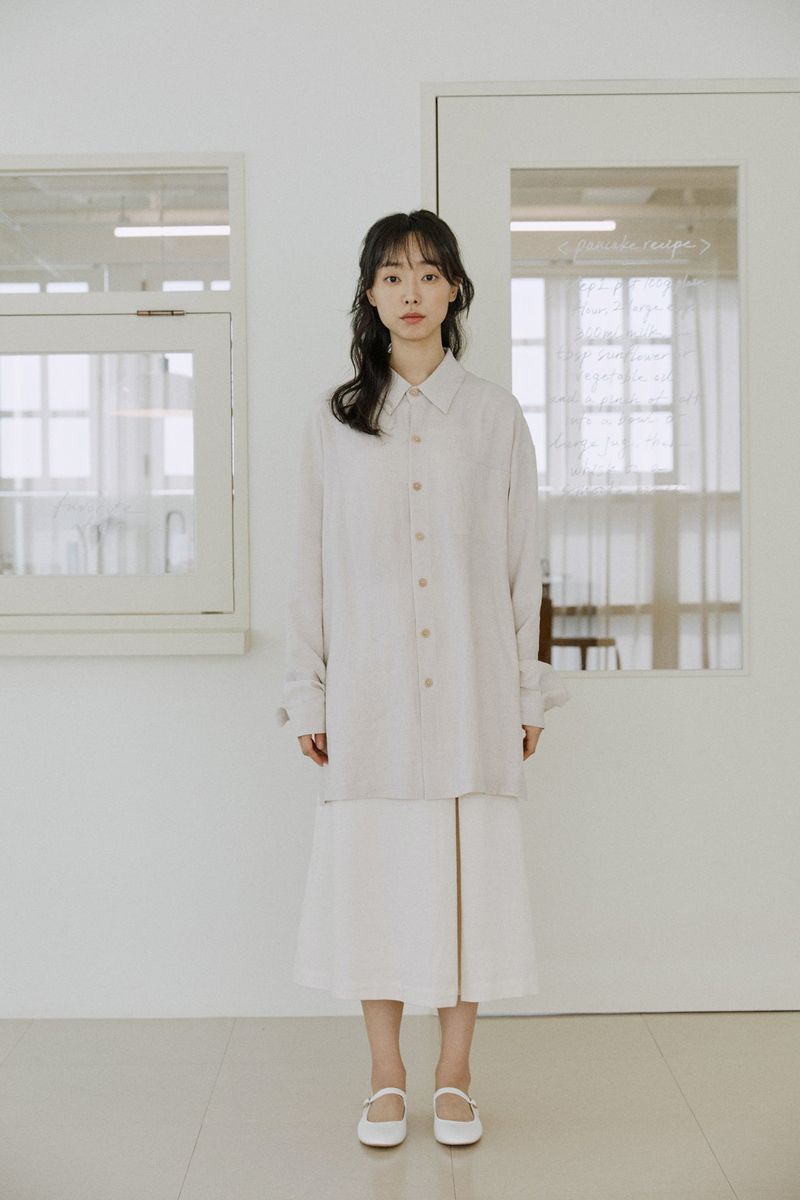 unisex linen patch shirts natural