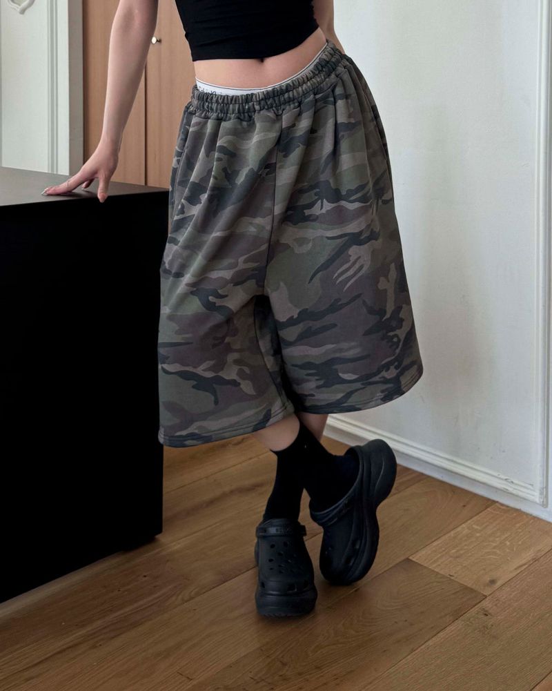[Unisex] Camo bermuda sweat pants 